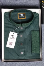 Premium Soft Cotton Panjabi (Olive Green) - Image 2