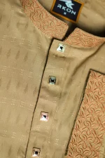 Premium Soft Cotton Panjabi (Golden Beige) - Image 3