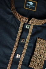 Premium Cuff Sleeve Panjabi (Black) - Image 4