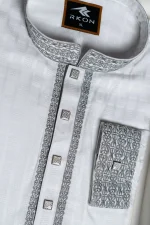 Premium Cuff Sleeve Panjabi (White) - Image 4