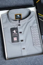 Premium Soft Cotton Panjabi (Ash) - Image 2